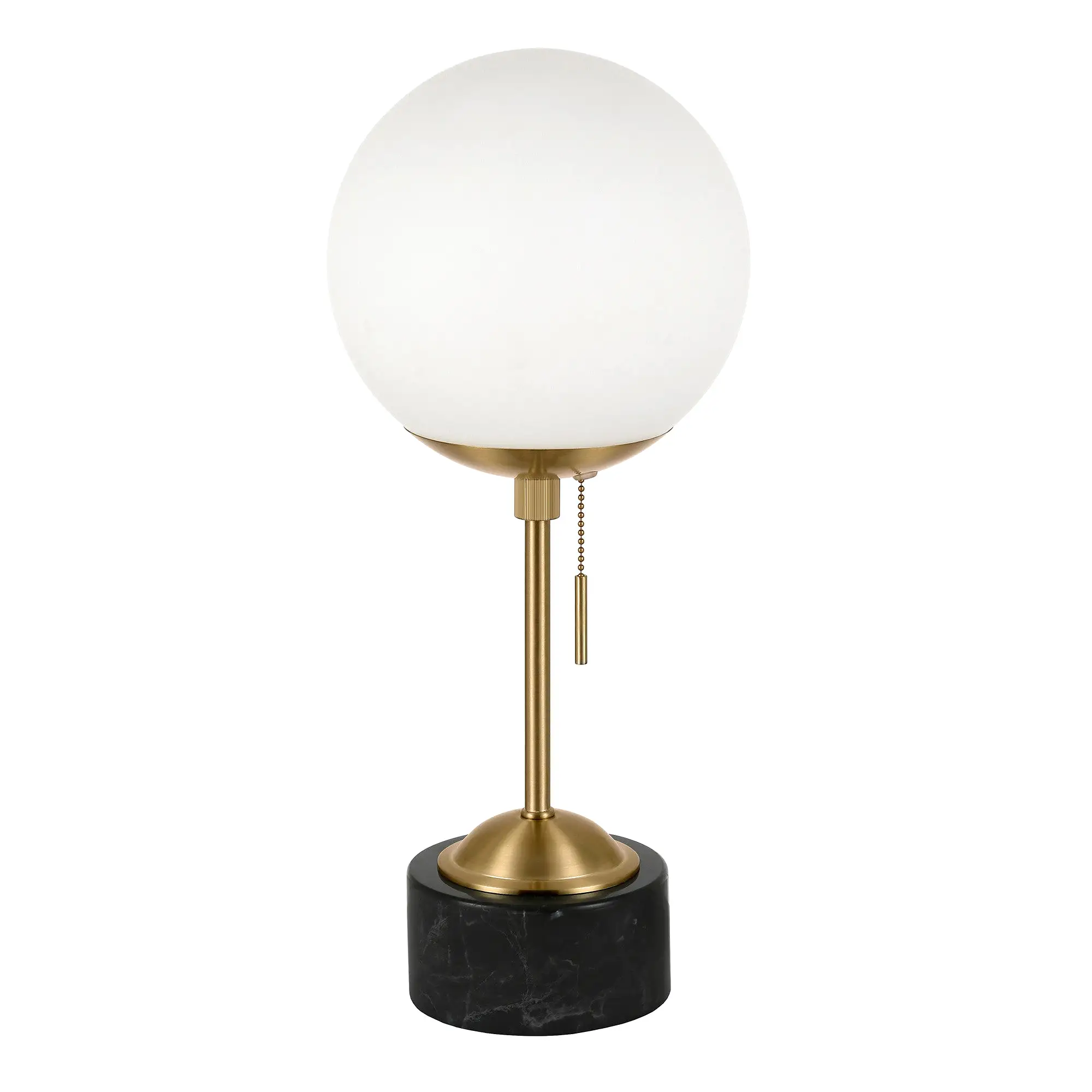 18 Black and Gold Marble Globe Table Lamp With White Globe Shade