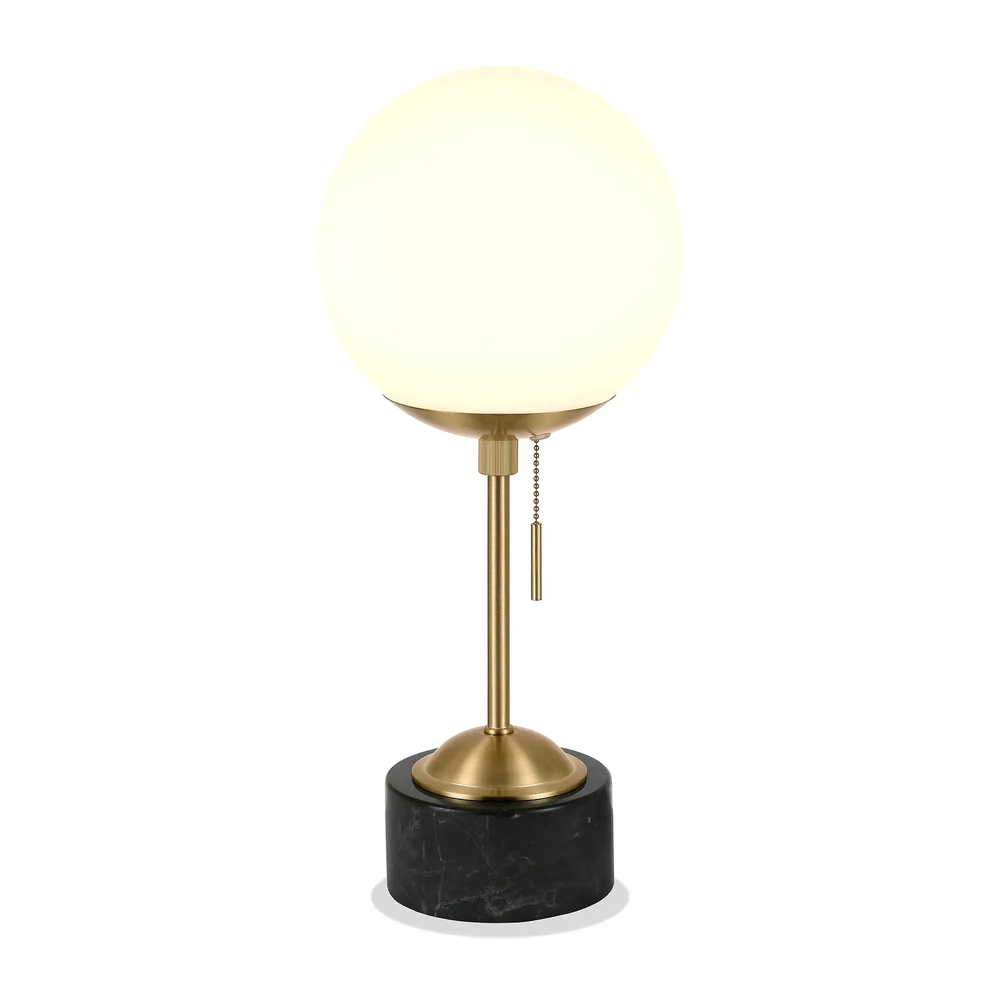 18 Black and Gold Marble Globe Table Lamp With White Globe Shade