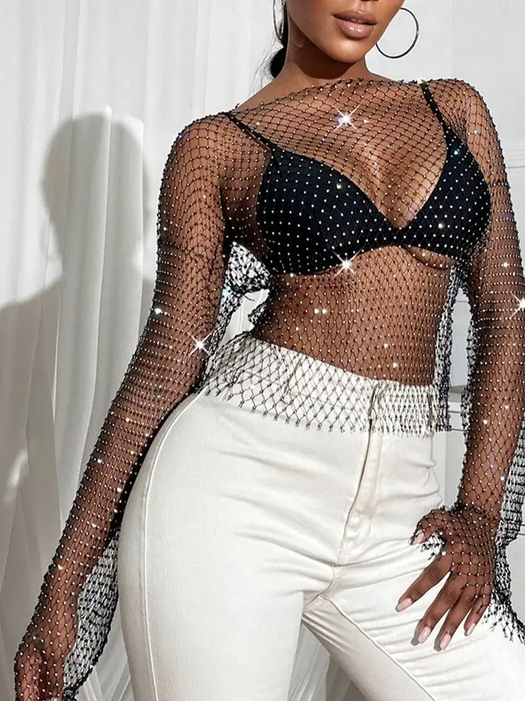 27 Georgia Rhinestone Mesh Top