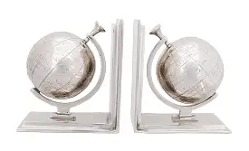 4.5 X 6.75 X 7.75 Alum Globe Bookend Set Of Two