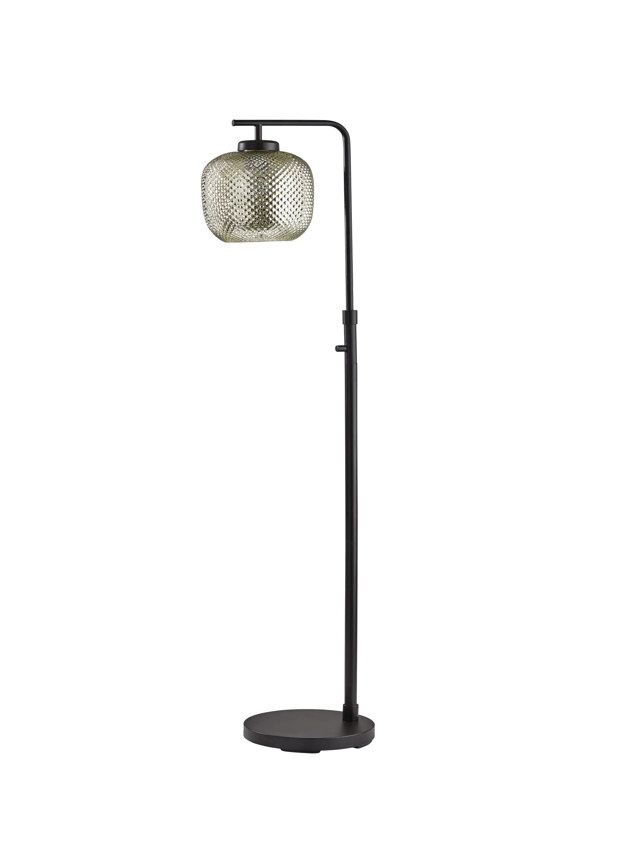 60 Antiqued Bronze Floor Lamp With Textured Mercury Glass Globe Shade