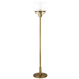 62 Brass Novelty Floor Lamp With Clear Seeded Glass Globe Shade