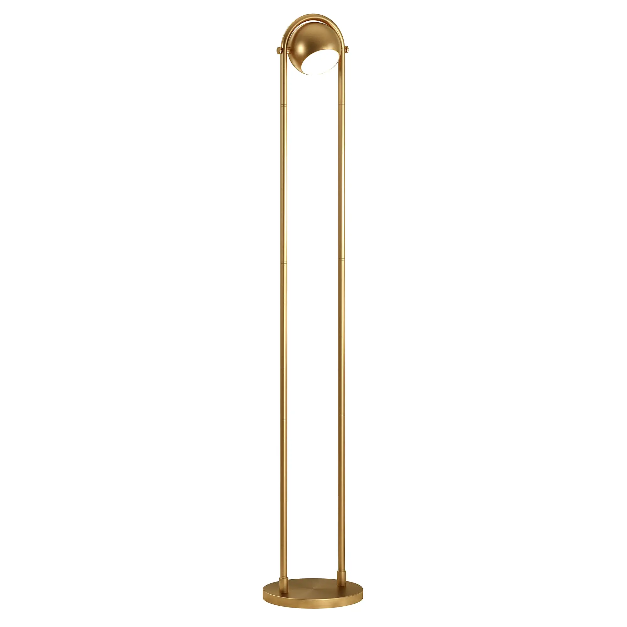 64 Brass Column Floor Lamp With Gold Globe Shade