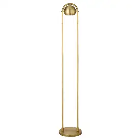 64 Brass Column Floor Lamp With Gold Globe Shade