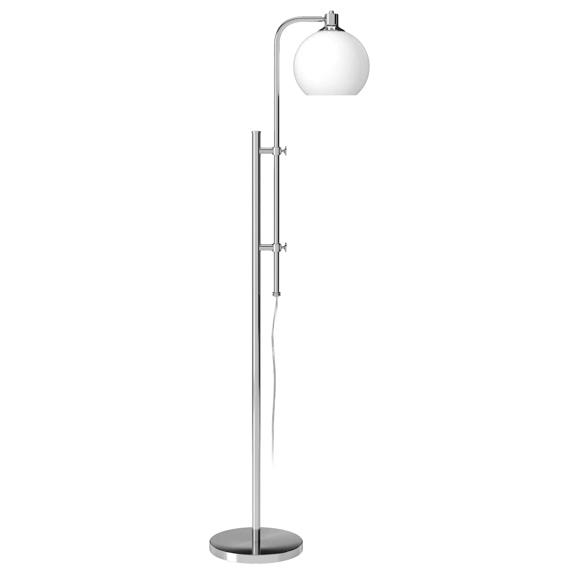 68 Nickel Adjustable Reading Floor Lamp With White Frosted Glass Globe Shade