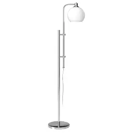 68 Nickel Adjustable Reading Floor Lamp With White Frosted Glass Globe Shade