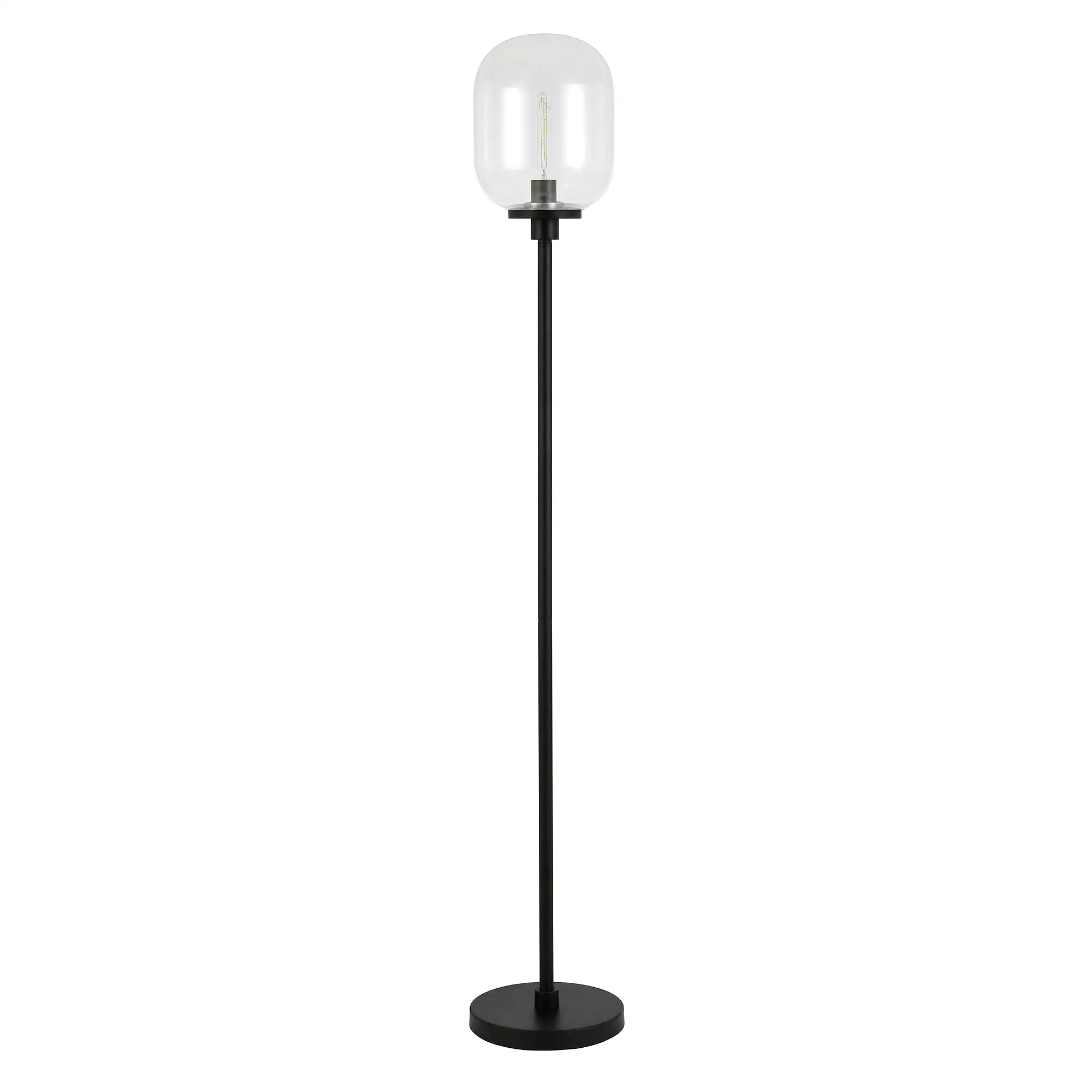 69 Black Novelty Floor Lamp With Clear Seeded Glass Globe Shade