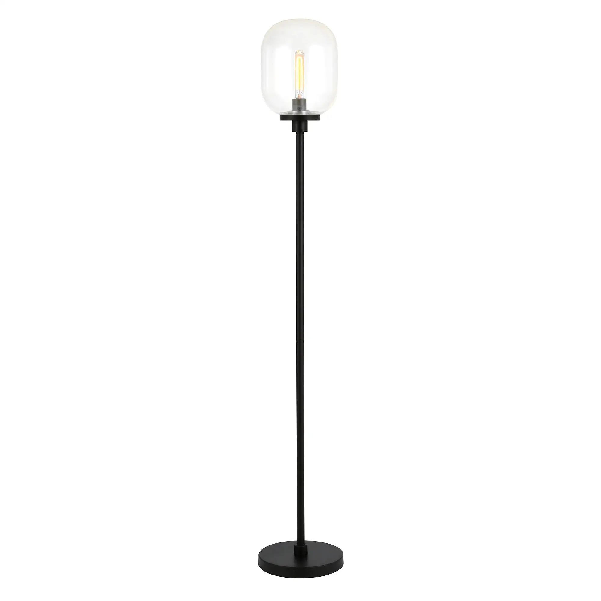 69 Black Novelty Floor Lamp With Clear Seeded Glass Globe Shade