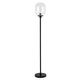 69 Black Novelty Floor Lamp With Clear Seeded Glass Globe Shade