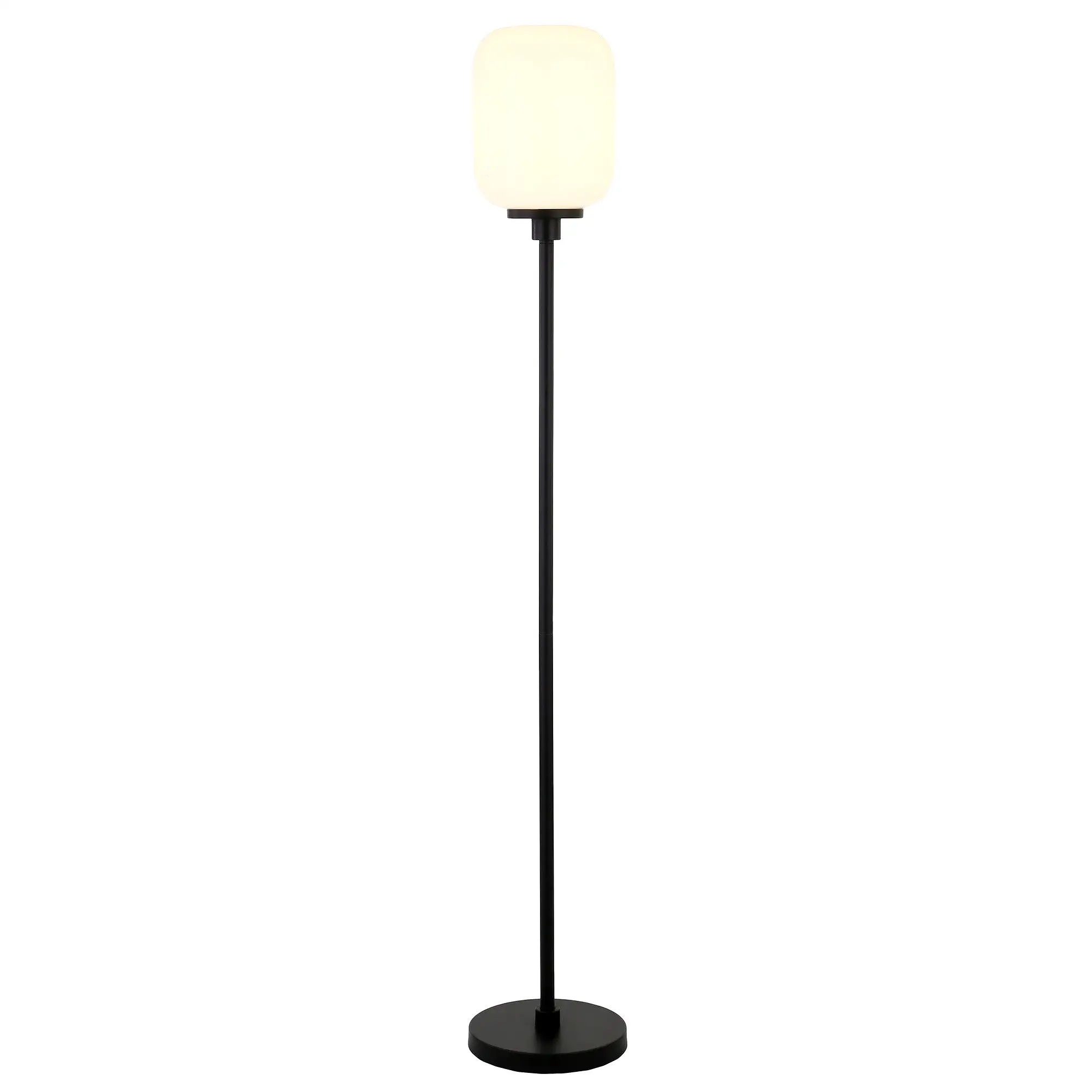 69 Black Novelty Floor Lamp With White Frosted Glass Globe Shade