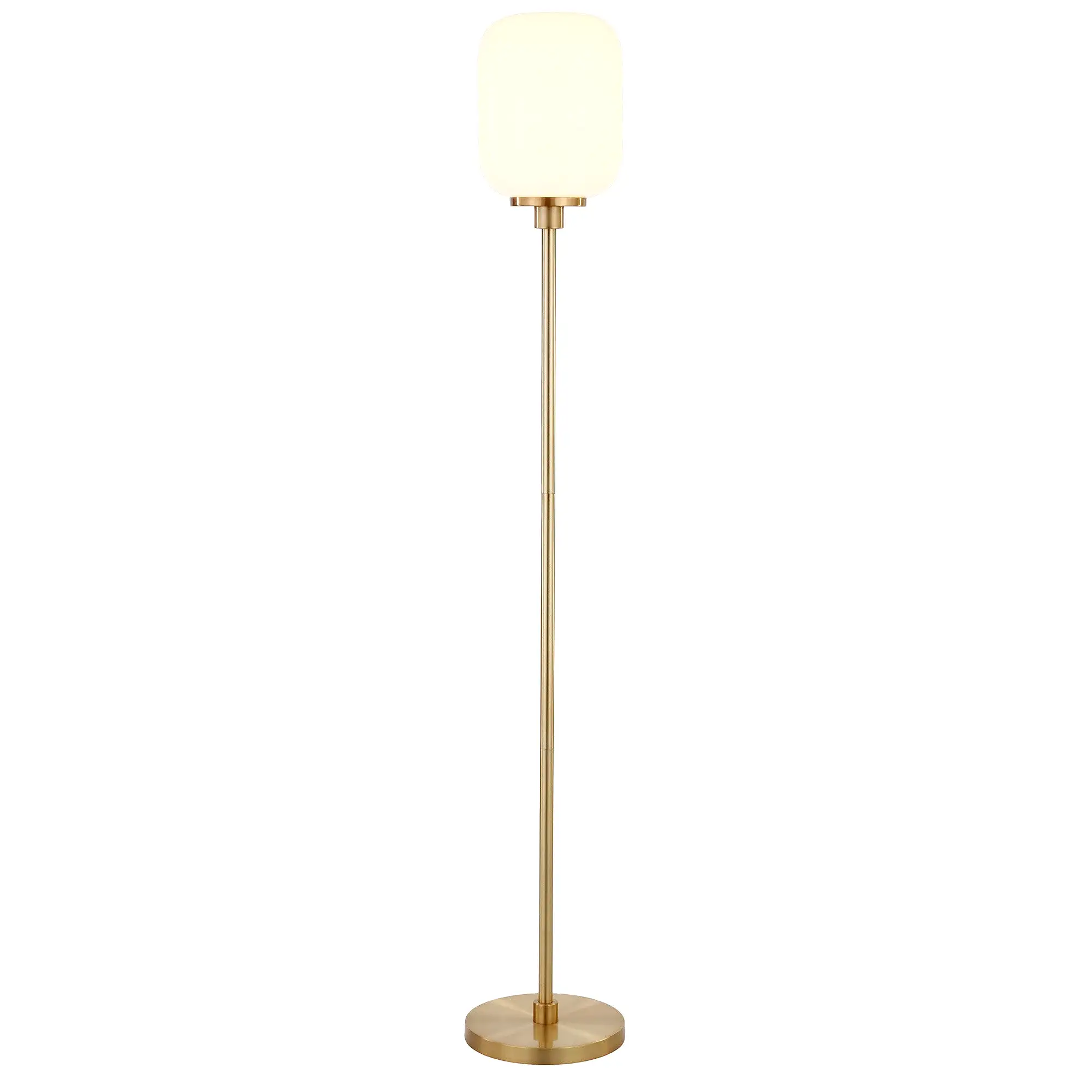 69 Brass Novelty Floor Lamp With White Frosted Glass Globe Shade