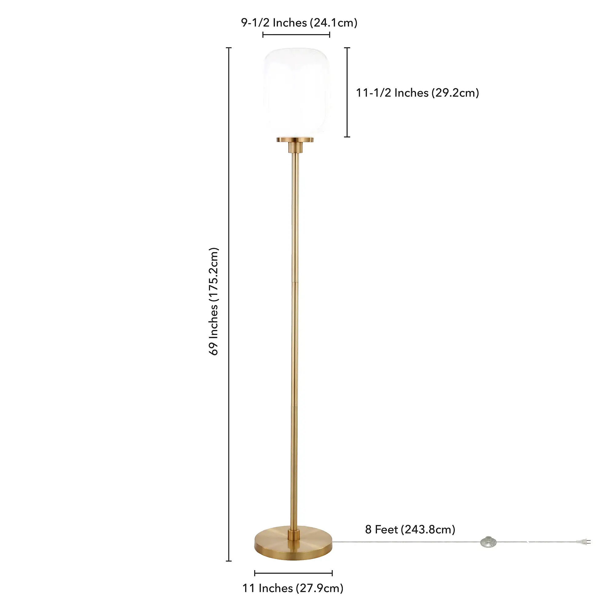 69 Brass Novelty Floor Lamp With White Frosted Glass Globe Shade