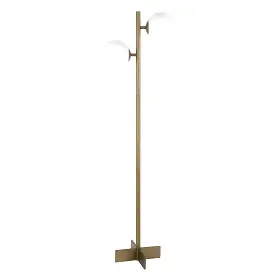 70 Brass Two Light Tree Floor Lamp With White Frosted Glass Globe Shade