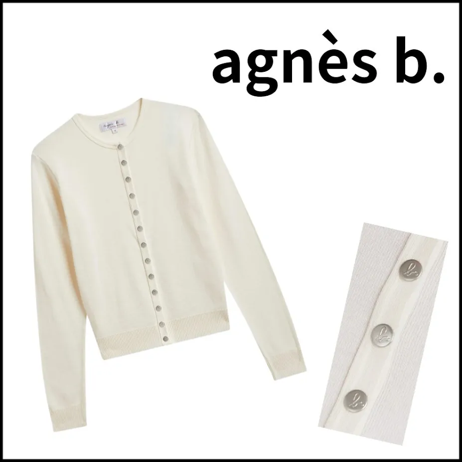 Agnes b  |Casual Style Street Style Long Sleeves Plain Cotton