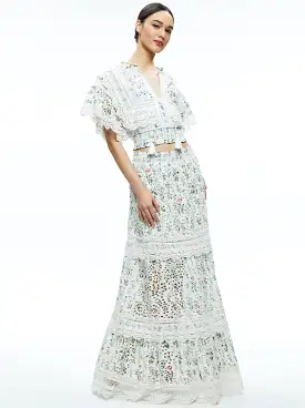 Alice + Olivia - Reise Embroidered Tiered Maxi Skirt - Georgia Floral