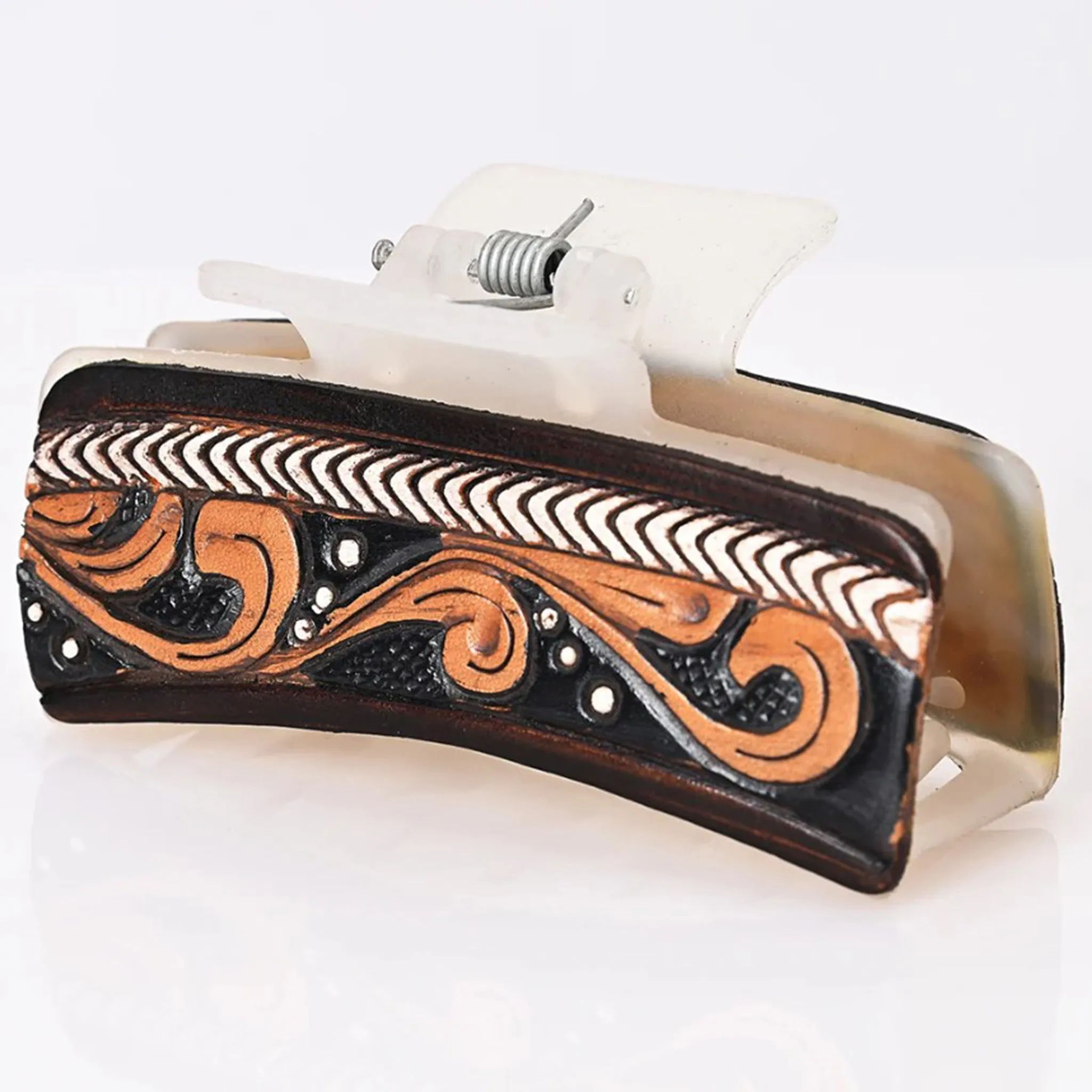 American Darling Black & White Tooled Hairclip