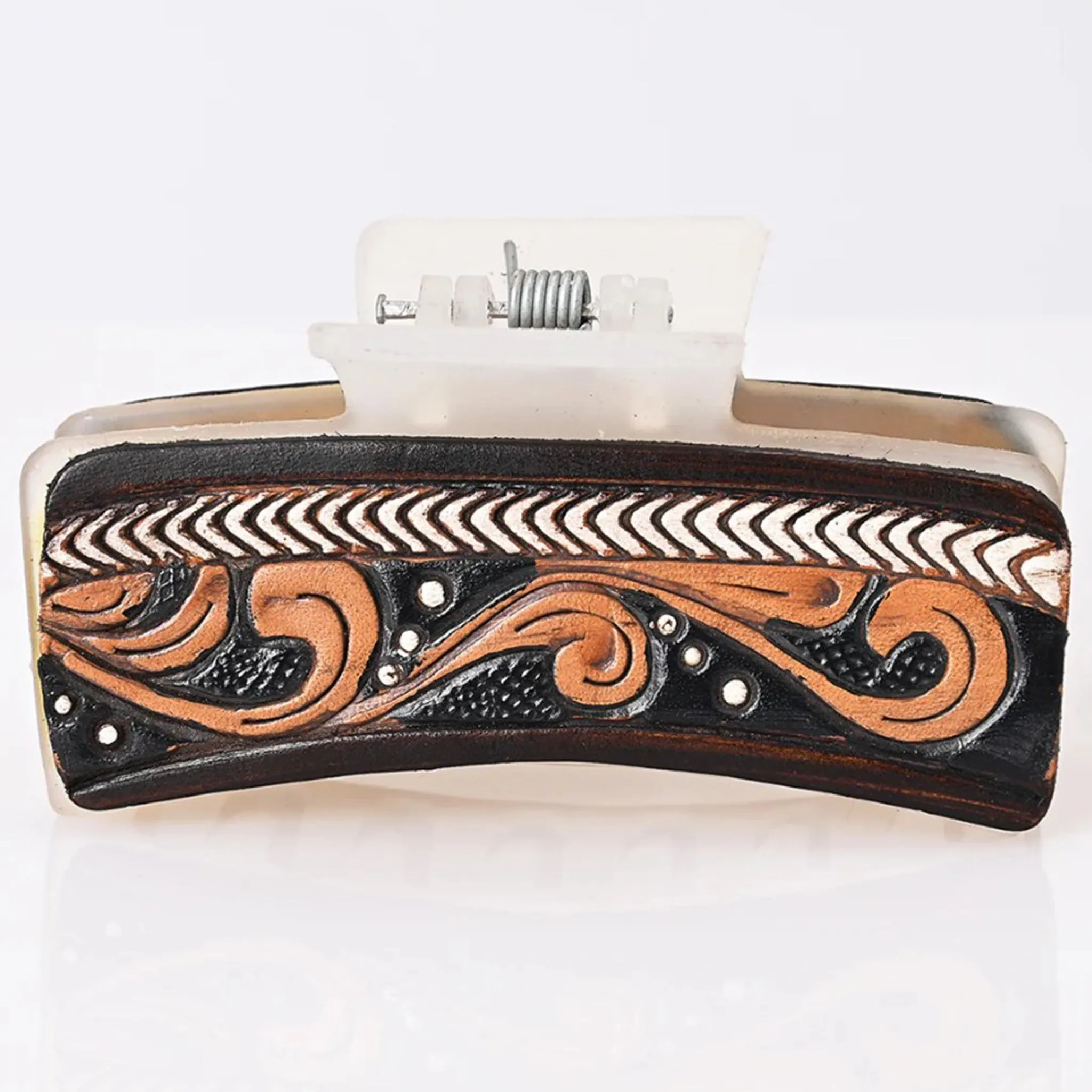 American Darling Black & White Tooled Hairclip