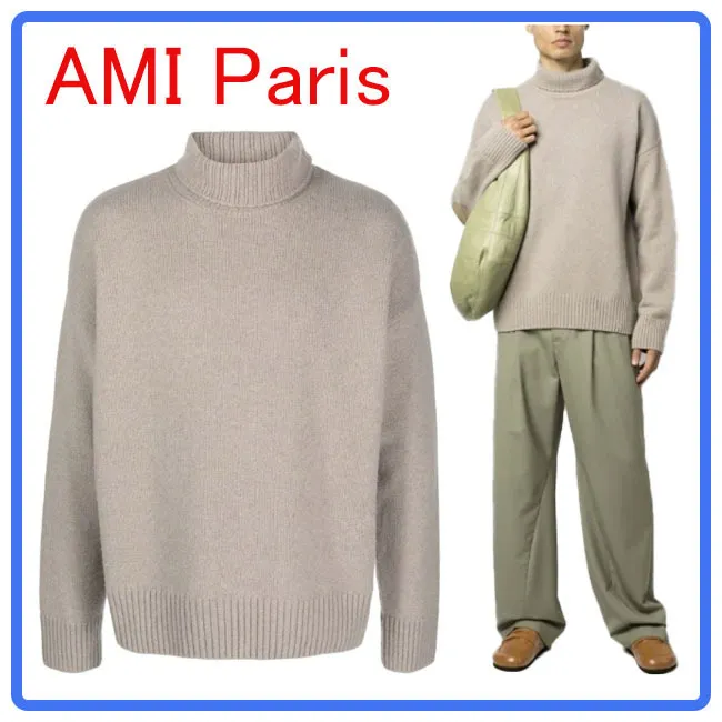 AMI PARIS  |Casual Style Wool Long Sleeves Plain High-Neck