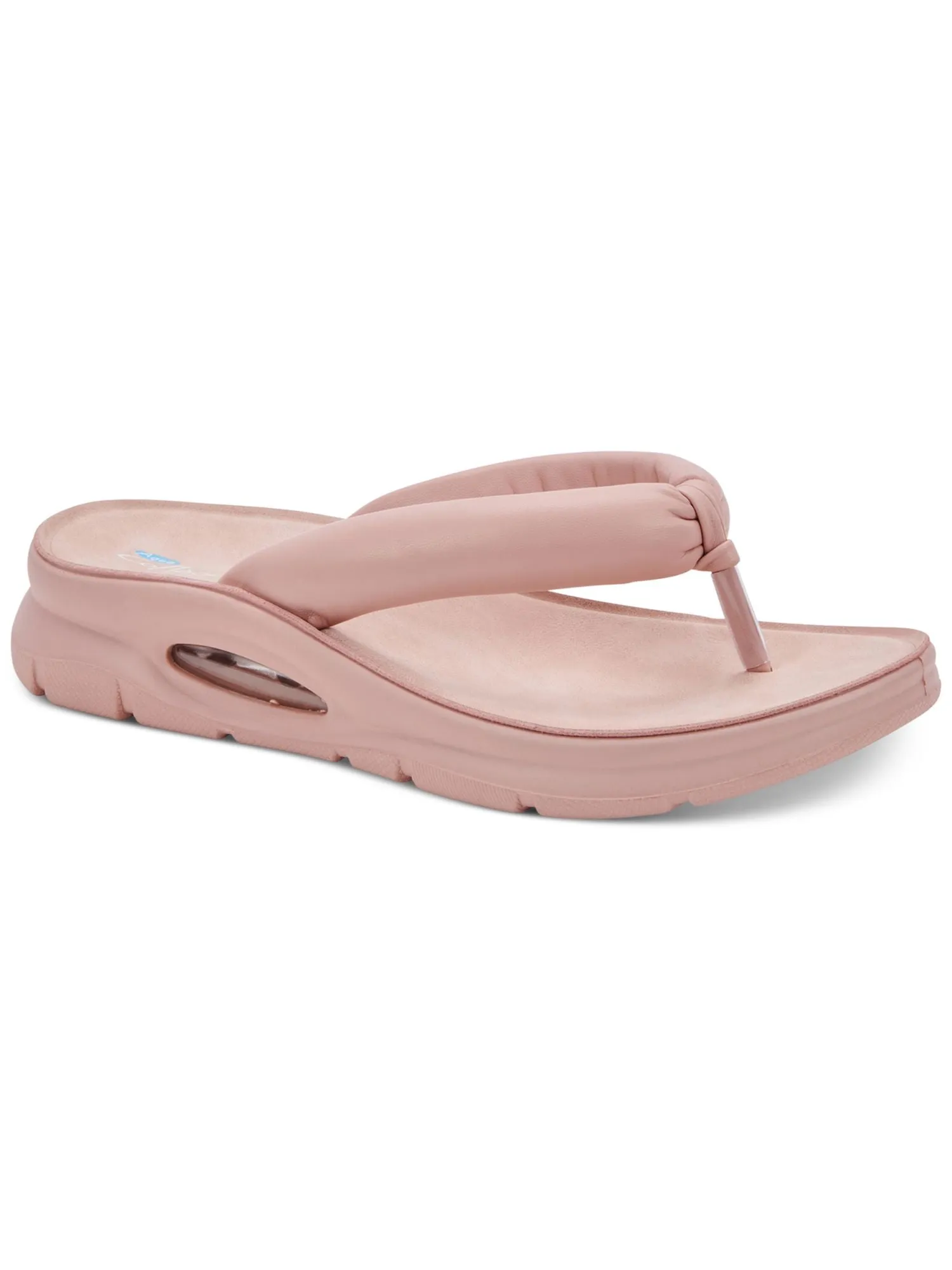 AQUA COLLEGE Womens Pink Cushioned Waterproof Amanda Round Toe Wedge Slip On Leather Thong Sandals Shoes