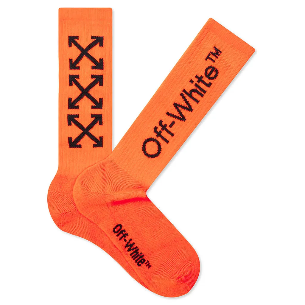 Arrow Mid Length Socks - Orange/Black