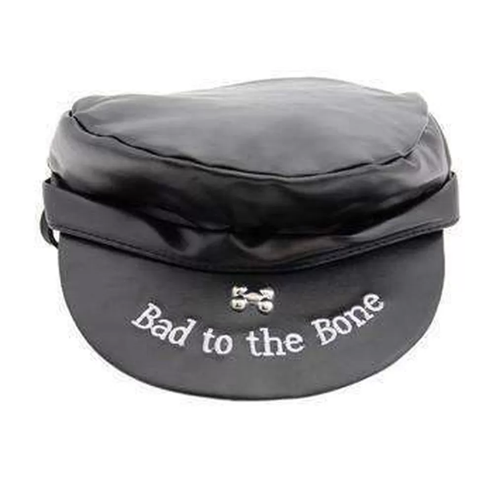 Bad to the Bone Biker Dog Hat - Black with Black Trim