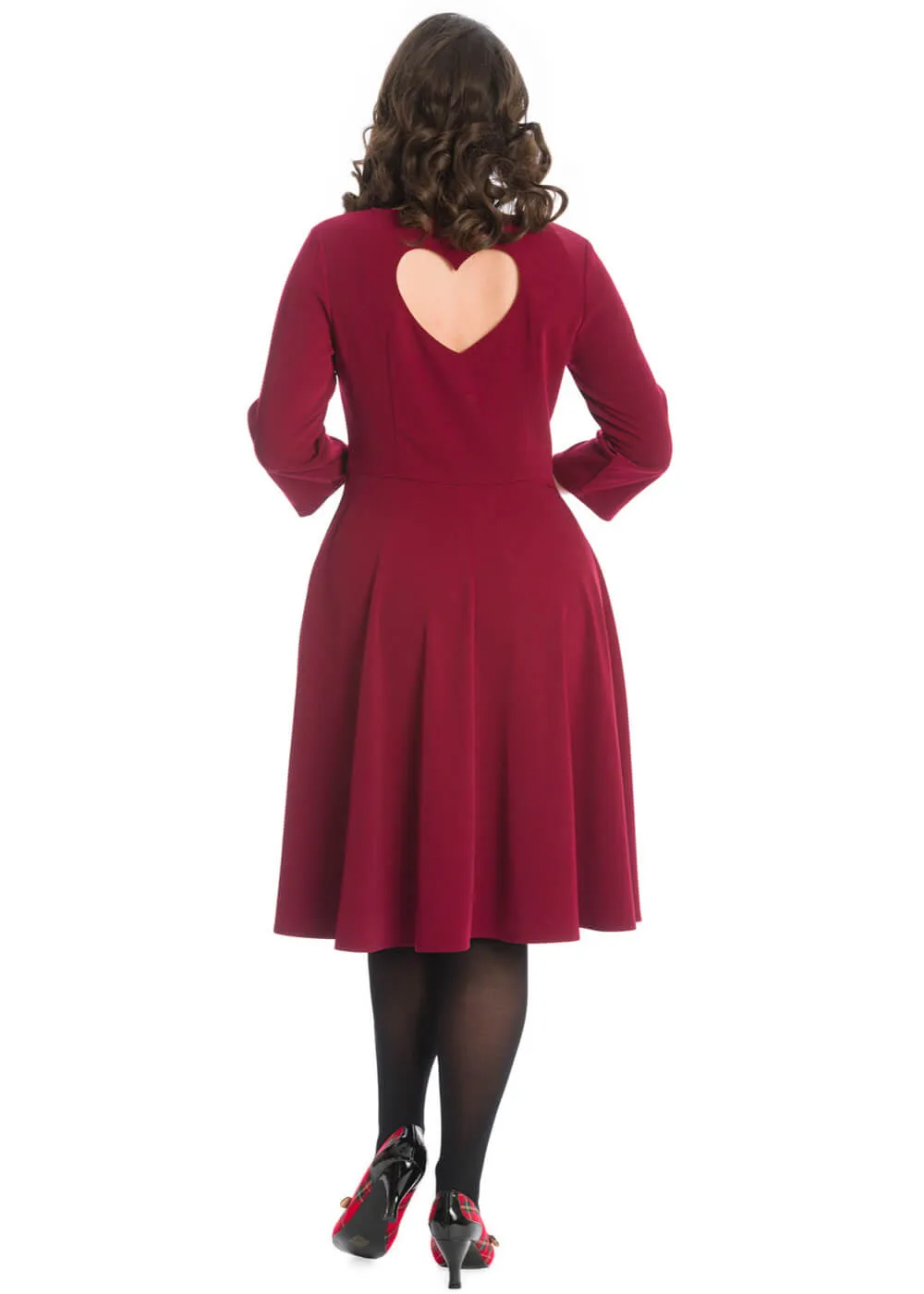 Banned Heart 40's A-Line Dress Burgundy