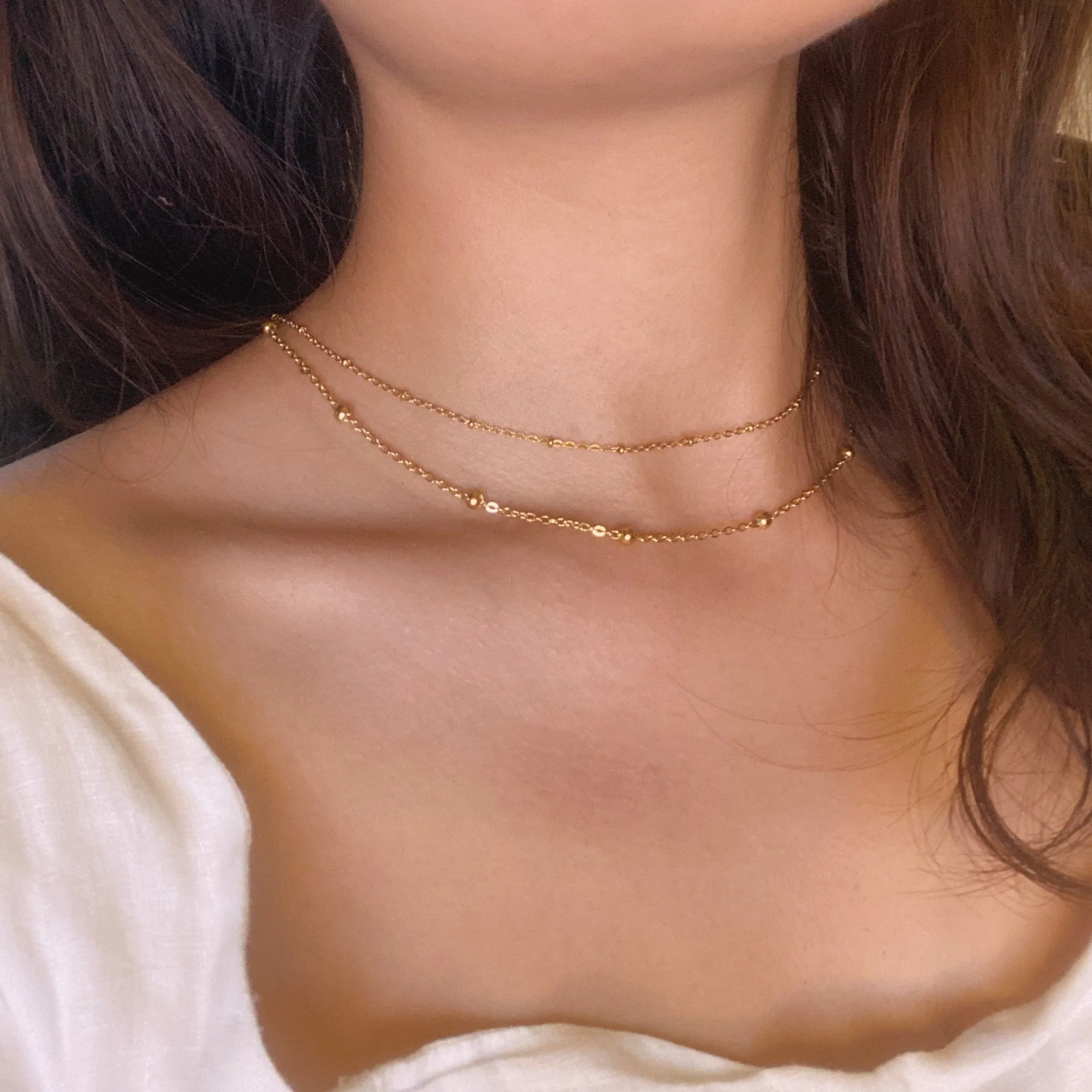 Beaded / Mini Beaded Chain Gold Filled Choker