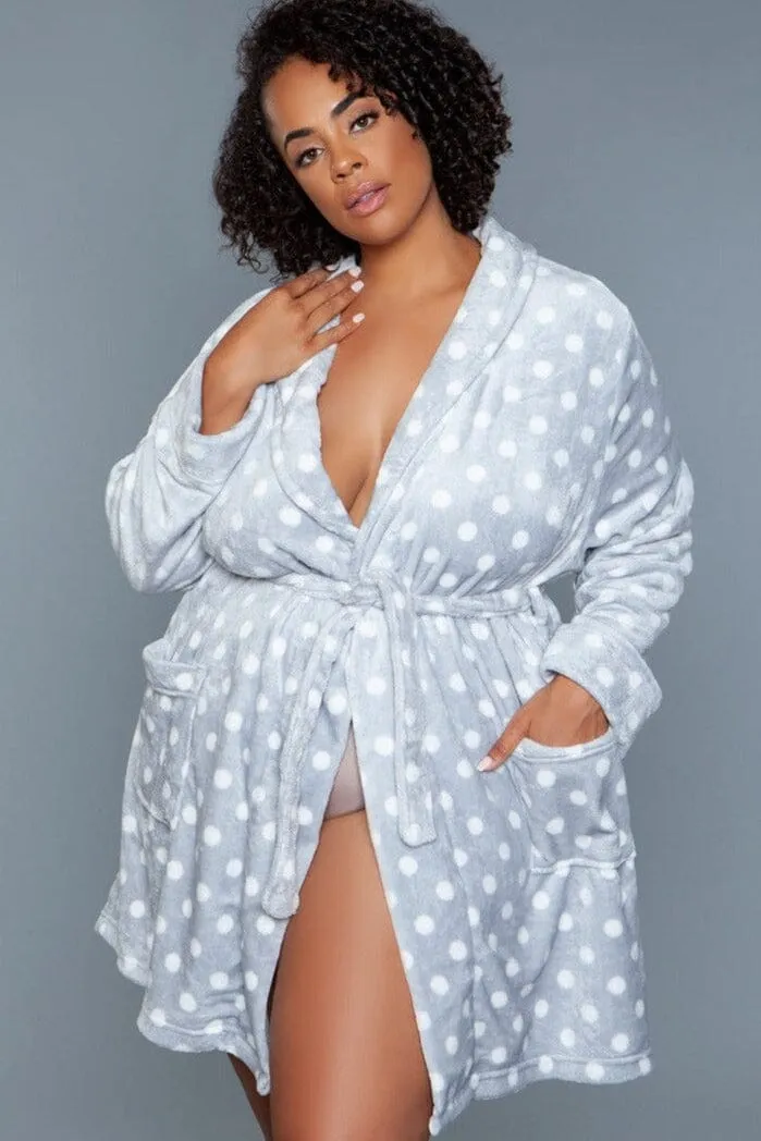 Blue Polka Dot Mid-Length Push Robe