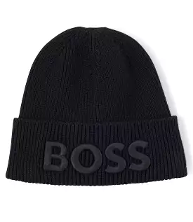 Boss AFox 1 Embroidered Beanie Hat - Black