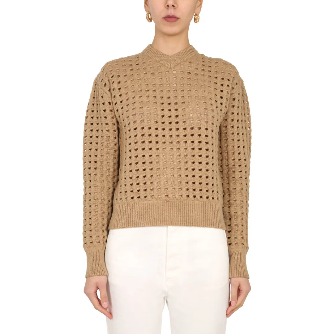 BOTTEGA VENETA  |Casual Style Wool V-Neck Long Sleeves Elegant Style