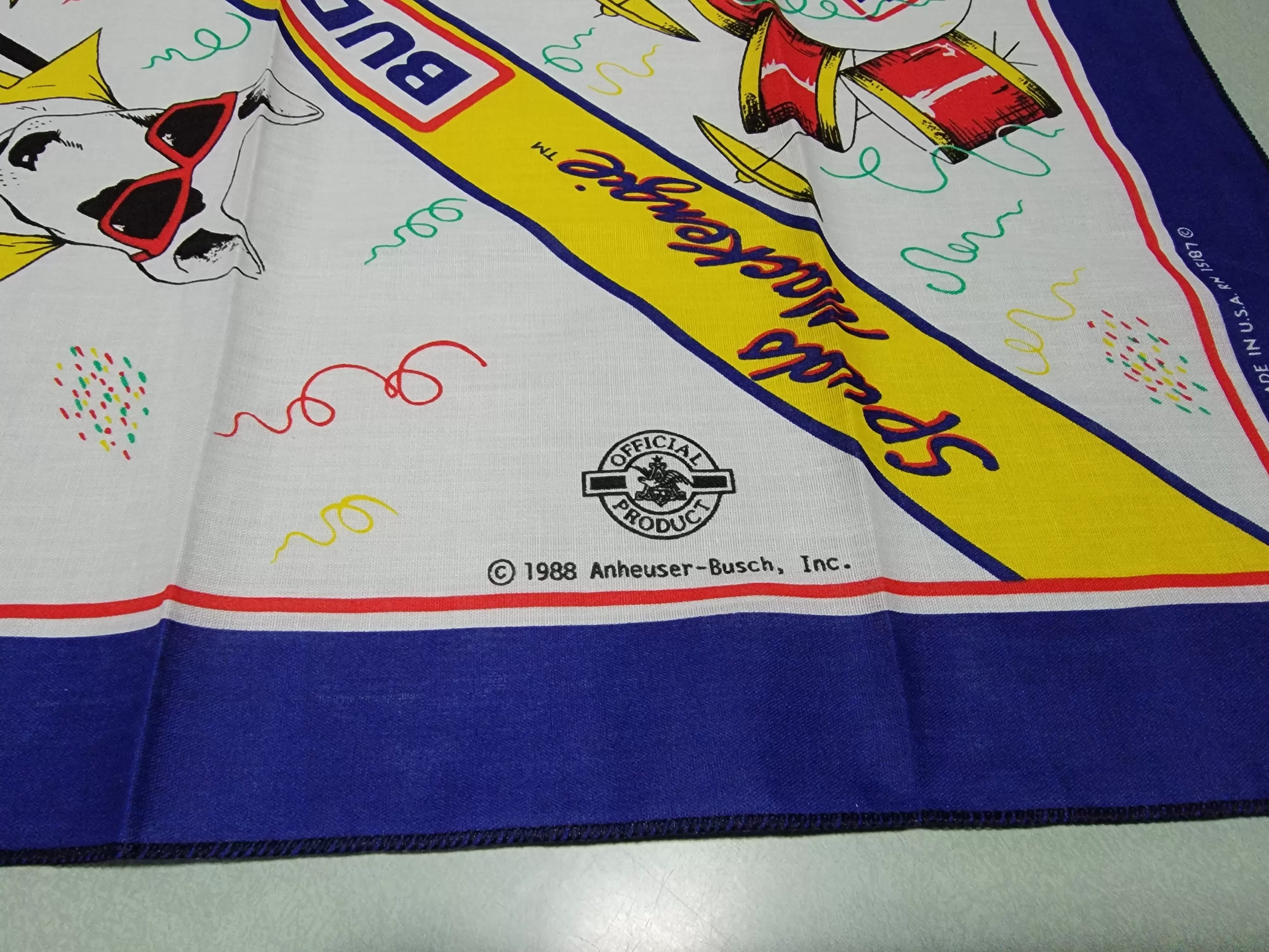 Bud Light Spuds Mackenzie  1988 80's Bandana Handkerchief Headband