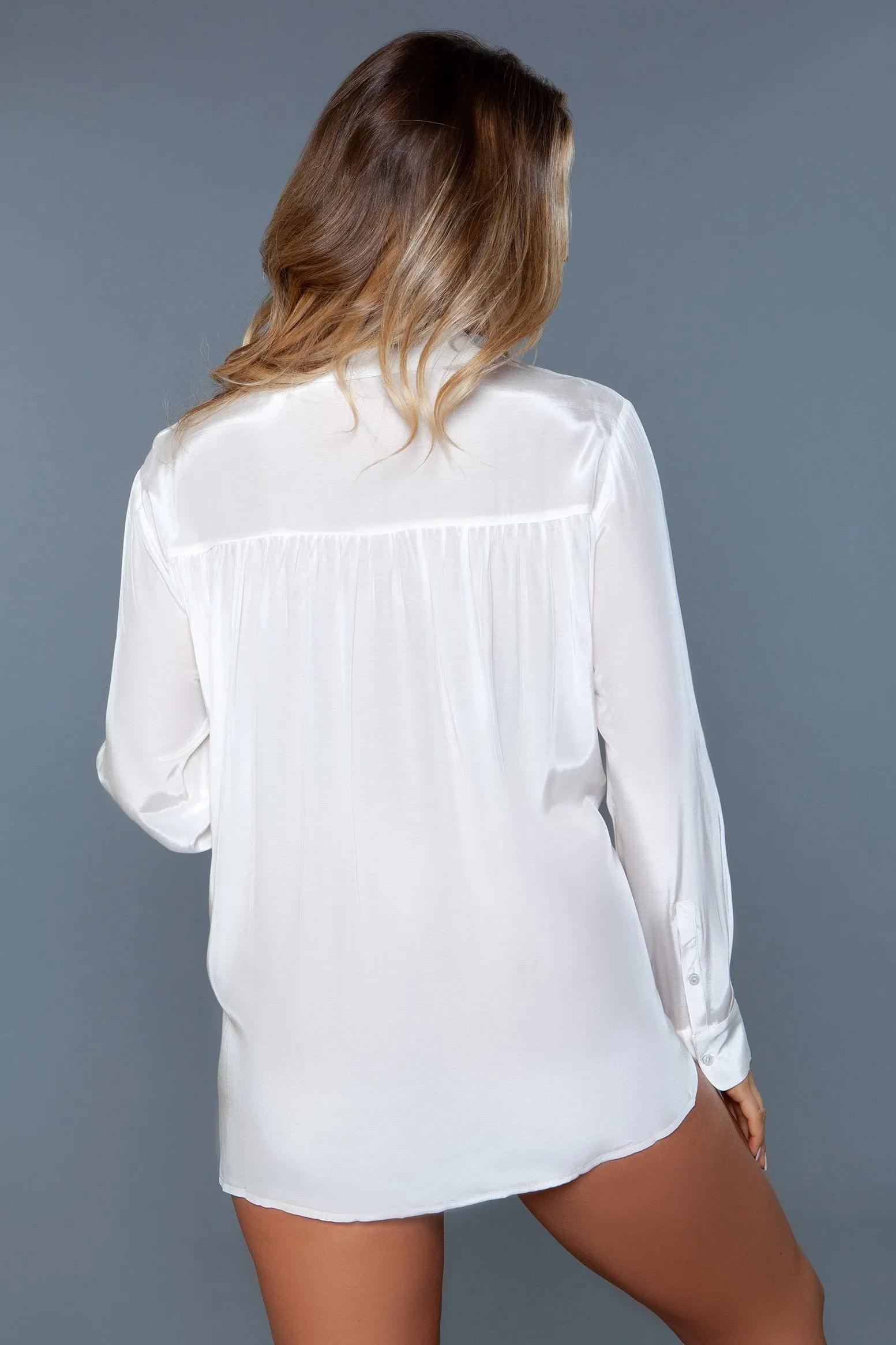 Button Front Long Sleeve Sleepshirt