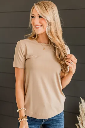 Casual Crush Short Sleeve Top- Beige