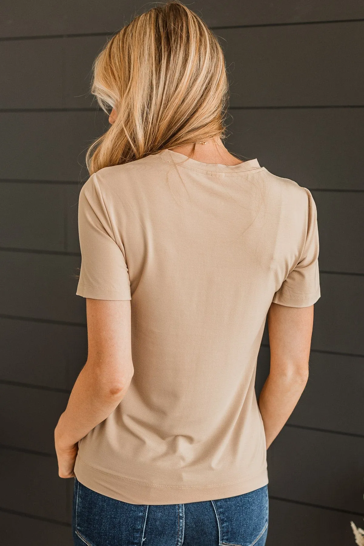 Casual Crush Short Sleeve Top- Beige