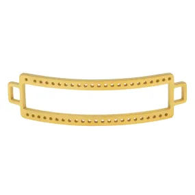 Centerline Beadable Connector Link, Curved Rectangle with Cutout and Holes 47x13mm,  Gold Plate