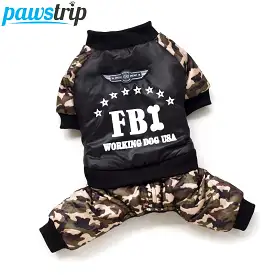 Cool FBI Pet Dog Clothes Overall Thickening Dog Puppy Jumpsuit Costume Warm Winter Clothing For Boy Dogs Ropa Para Perros