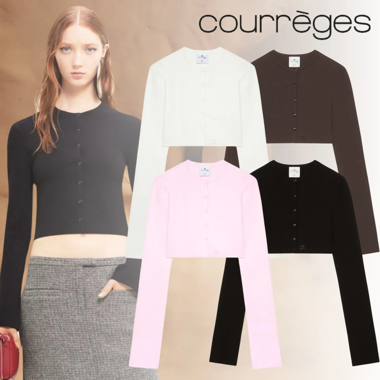 Courreges  |Casual Style Long Sleeves Plain Office Style Elegant Style