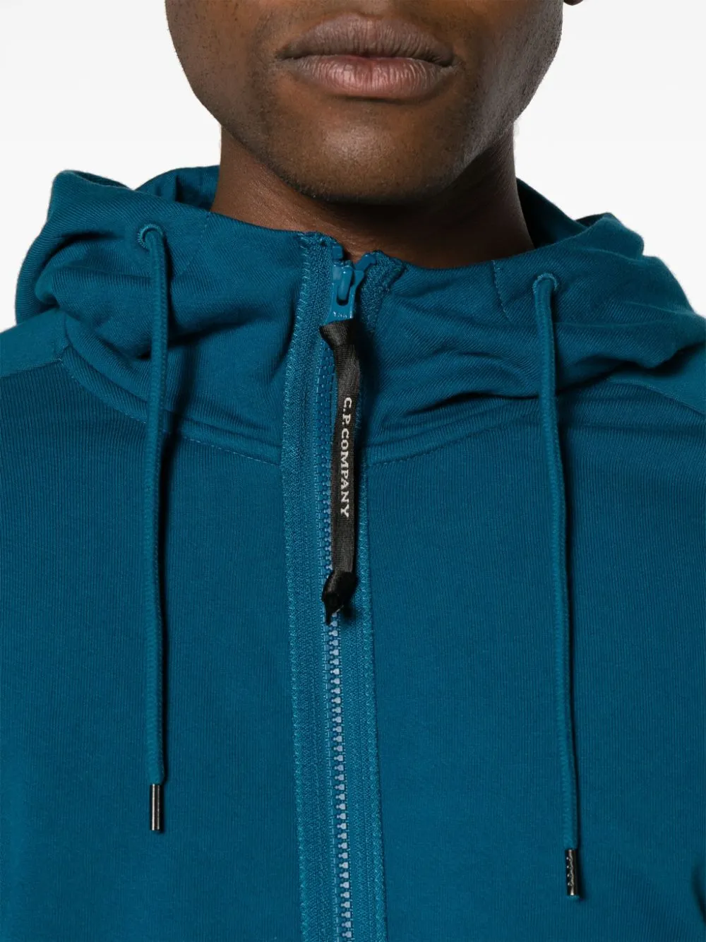 CP Company Sweat à capuche zippé Diagonal Raised Fleece Goggle Ink Blue