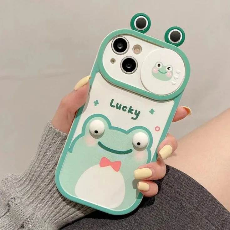 Cute 3D Frog Bear Phone Case for iPhone 15 Pro Max, 14-13-11-12