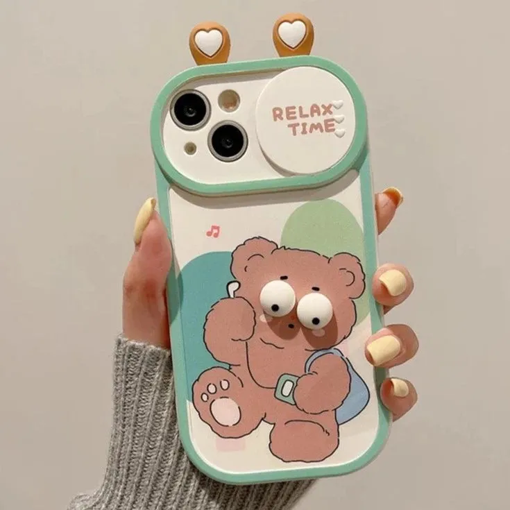 Cute 3D Frog Bear Phone Case for iPhone 15 Pro Max, 14-13-11-12