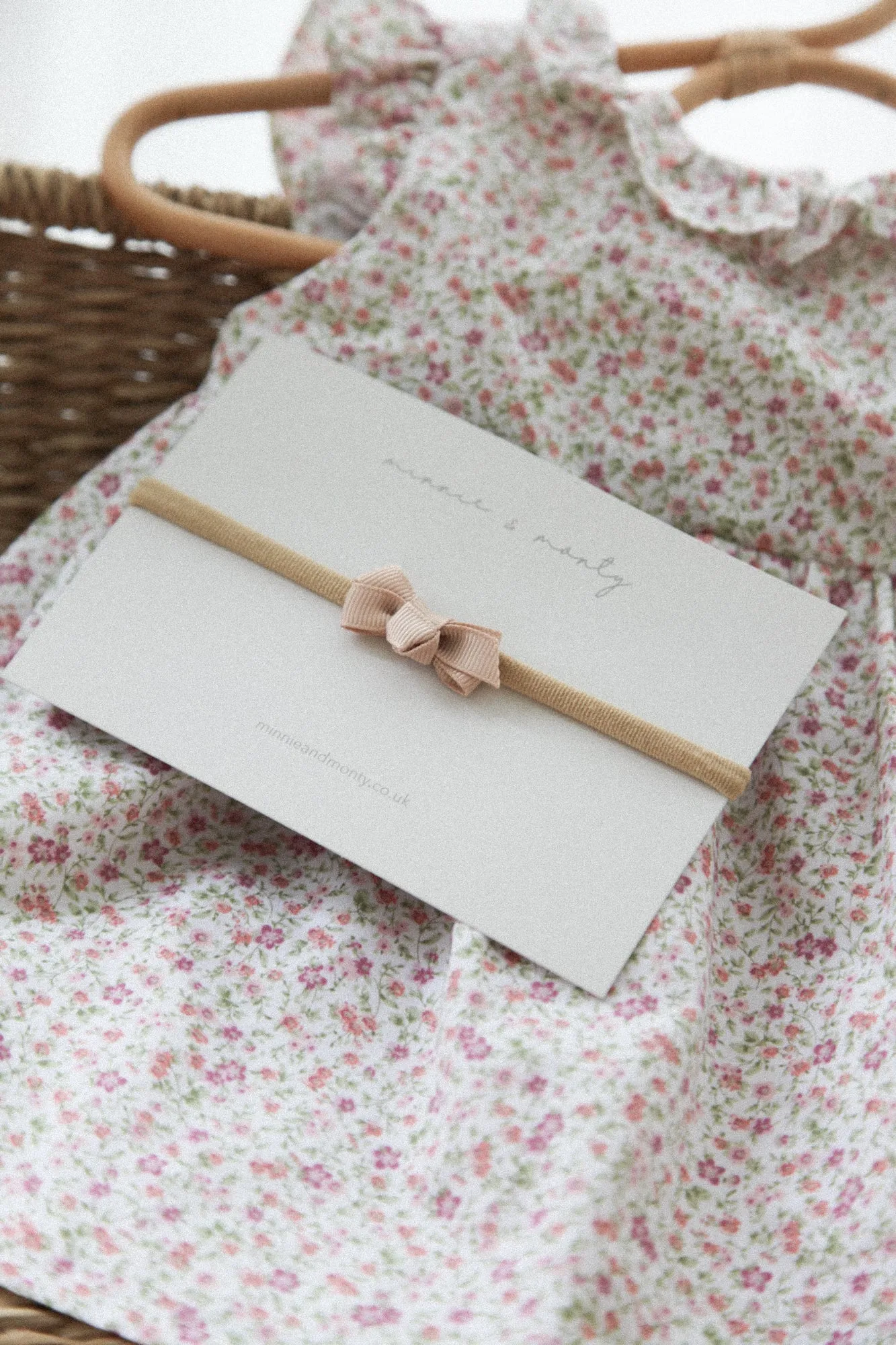 Dainty Mini Bow Headband in Nude