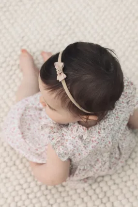 Dainty Mini Bow Headband in Nude