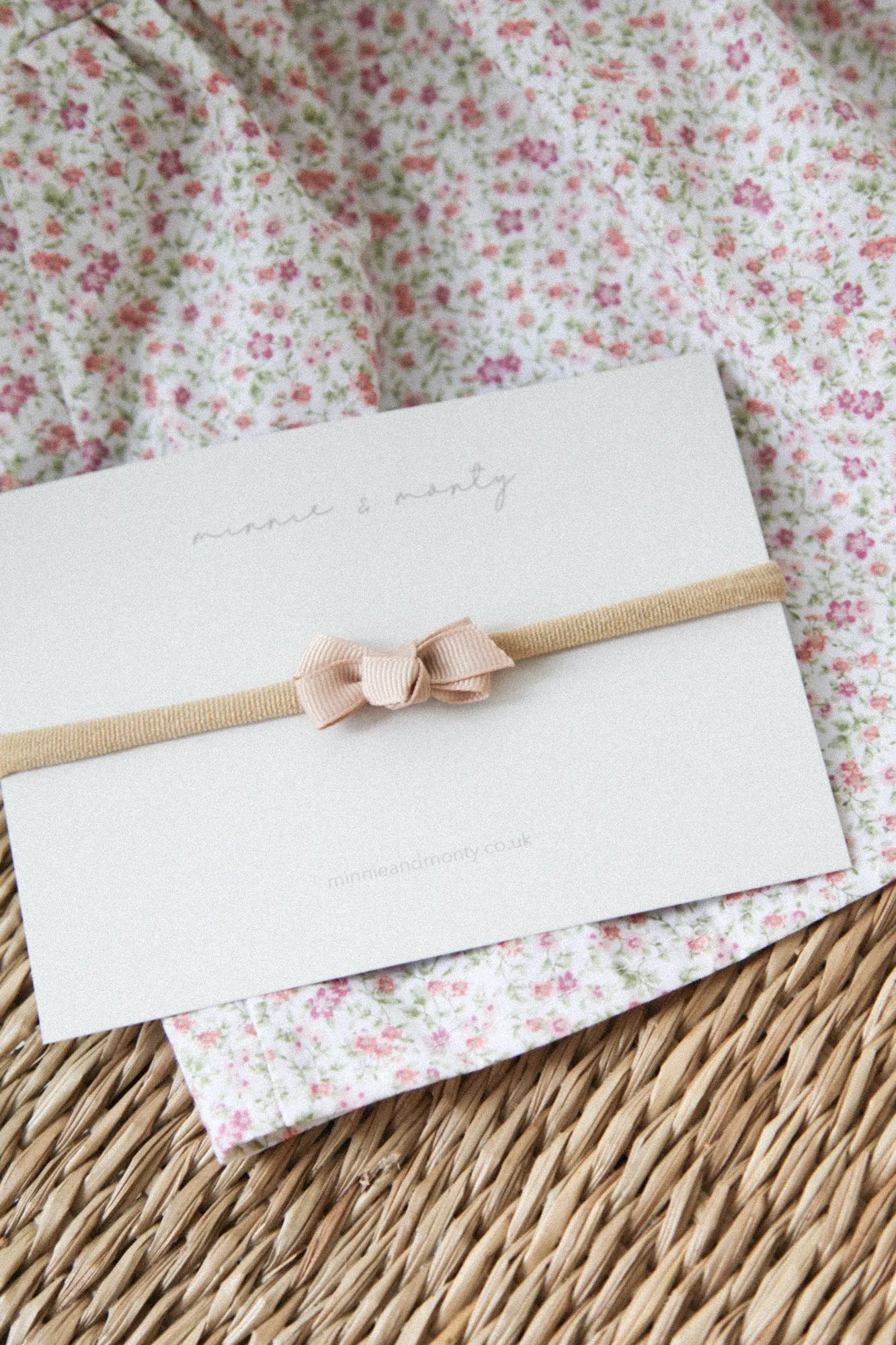 Dainty Mini Bow Headband in Nude