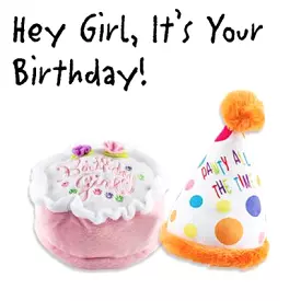 Dog Birthday Cake and Hat Plush Toys