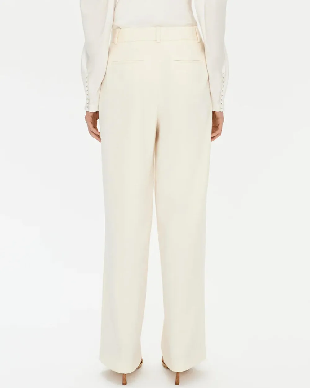 Eggshell Novia Pleated Straight Leg Pant