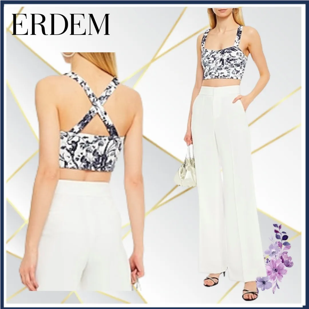 ERDEM  |Flower Patterns Casual Style Cotton Party Style