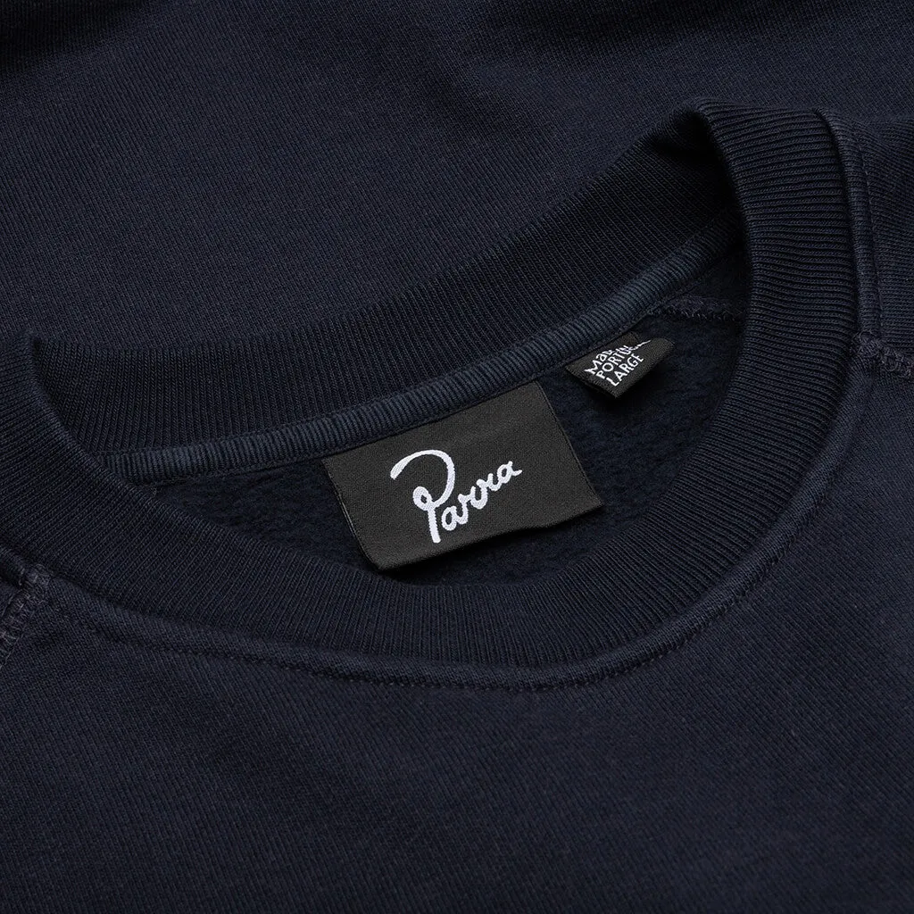 Fast Food Logo Crew Neck Sweatshirt - Navy Blue