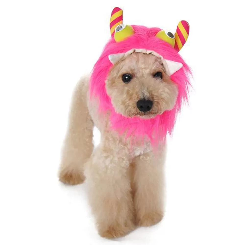 Furry Monster Dog Hat - Pink