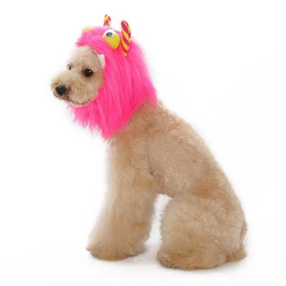 Furry Monster Dog Hat - Pink