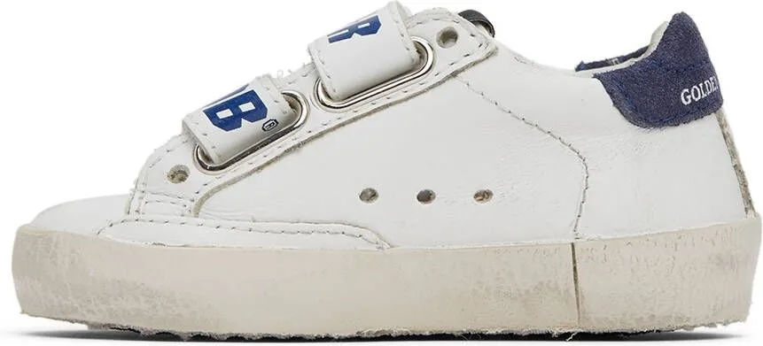 Golden Goose Baby White & Navy Old School Velcro Sneakers